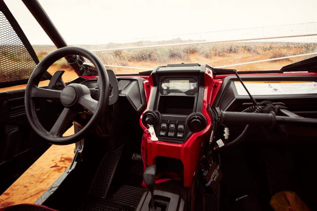 The Honda Talon Interior is nice and logical. All of the controls and dash are easy to reach for both the driver and passenger.