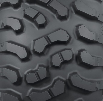 The ITP Terra Hook is an all-terrain high-performance tire designed with multi-angled channeled lugs.