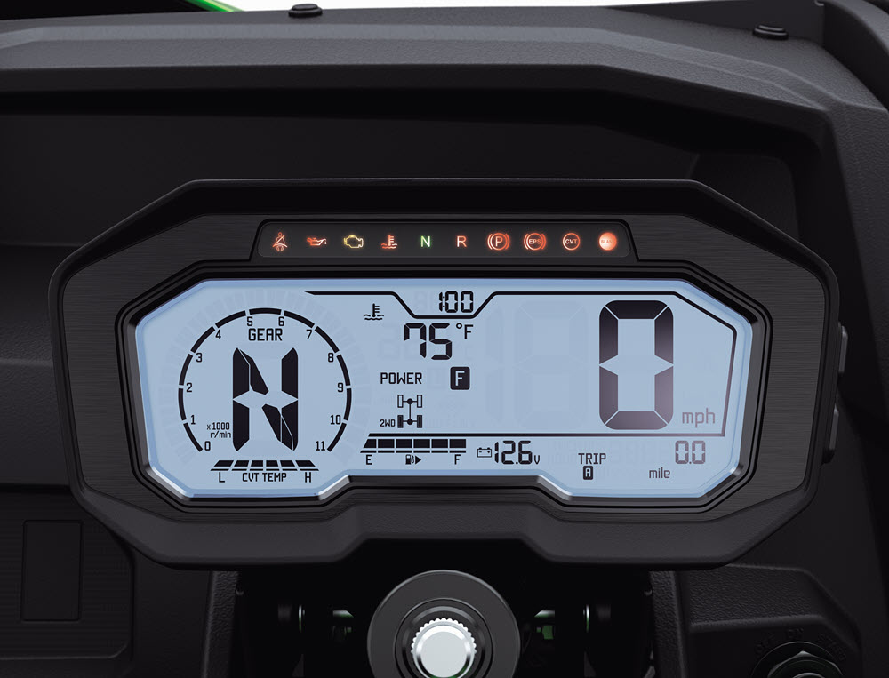 The dash provides all of the necessary information to monitor you ride. We especially liked the CVT temp as that can help warn you to back off before you tear up a belt. We did not get to abuse it much but never saw that tem rise so it appears to be a solid clutch setup.